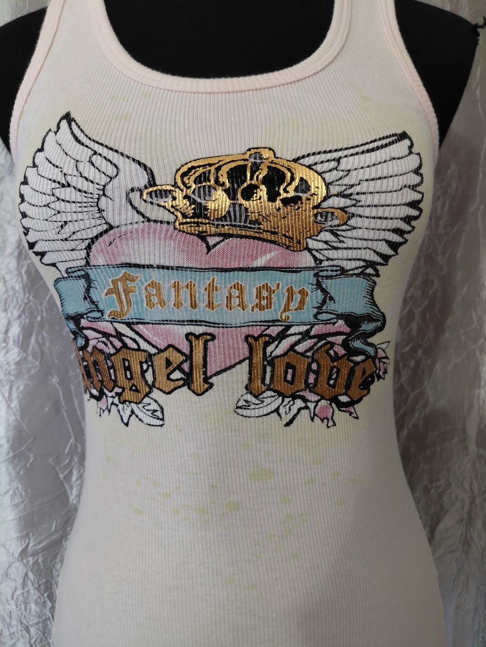 Angels Ribbed Tank with Winged Crown Graphic - Picture 3 of 9